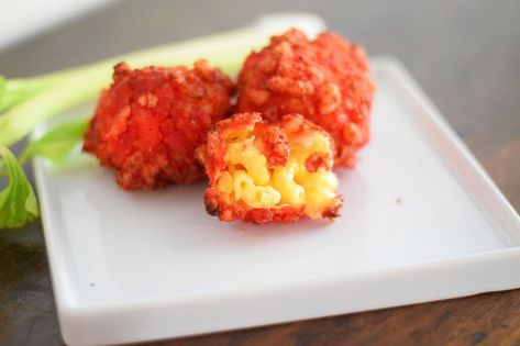 Flamin' Hot Cheetos mac and cheese balls are the perfect hot and crispy, spicy snack and will satisfy all your junk food cravings. Hot Cheetos Mac And Cheese, Cheetos Recipe, Cheetos Mac And Cheese, Mac And Cheese Balls, Flaming Hot Cheetos, Junk Food Cravings, Cheese Bites Recipe, Mac N Cheese Balls, Hello Giggles