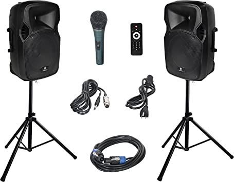 PRORECK Party 12 12-Inch 1000 Watts 2-Way Powered PA Speaker System Combo Set with Bluetooth/USB Drive Read Function/SD Card Reader/ FM Radio/Remote Control/Speaker Stand Dj Speakers, Party Speakers, Pa Speakers, Surround Sound Systems, Speaker Stands, Speaker System, Usb Drive, Music Store, Bluetooth Speakers Portable