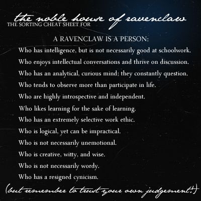 Ravenclaw cheat sheet. Maybe I'm ravenclaw, instead of slytherin. I dont know. Ravenclaw Personality, Ravenclaw Things, Ravenclaw Quotes, Hogwarts Quotes, Felix Felicis, Ravenclaw Pride, Ravenclaw Aesthetic, Ravenclaw House, Yer A Wizard Harry