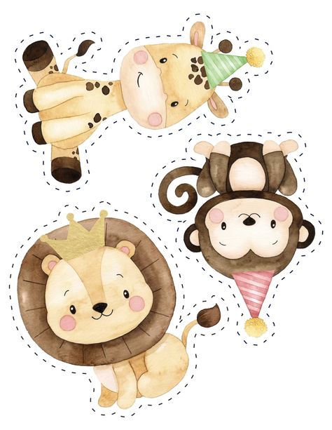 Safari Baby Birthday Party, Baby Safari Shower Ideas, Safari Animals Printables, Topper Safari Baby, Decoracion Baby Shower Safari, Safari Shower Ideas, Baby Album Design, Animal Topper, Safari Scrapbook