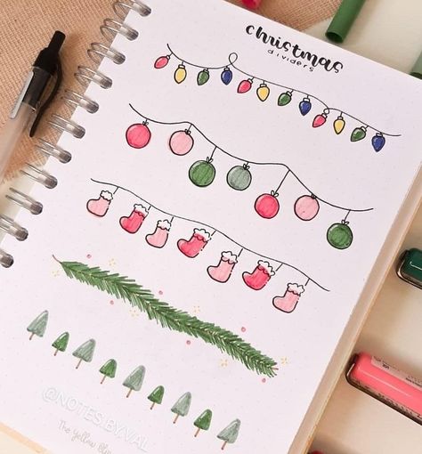 Calendar Doodles, Bullet Journal Christmas, Easy Christmas Drawings, December Bullet Journal, Cute Christmas Ideas, Bullet Journal Ideas Templates, Bullet Journal Paper, Christmas Note, Christmas Doodles