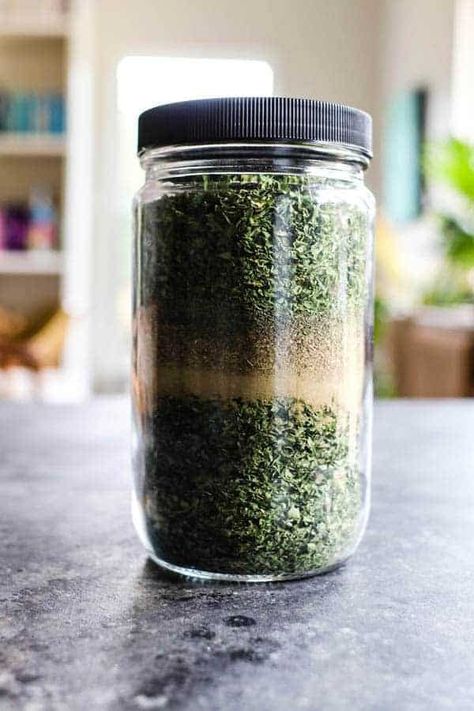 Homemade Dog Food Seasoning Blend recipe || It's no secret that fresh herbs and spices are beneficial to a person's health and diet, but did you know that your dog's diet could benefit from the addition of them also!? In the summer months, it's easy to include green leafy herbs like parsley and basil in our dog's fresh homemade food because I have lots growing in the garden. But, when fresh herbs are sparse I turn to my spice cabinet where I keep a little jar of spices labeled 'Homemade Dog Food Baby Treats, Food Seasoning, Dog Food Recipe, Make Dog Food, Kidney Diet, Spice Labels, Spice Cabinet, Wheaten Terrier, Dog Diet