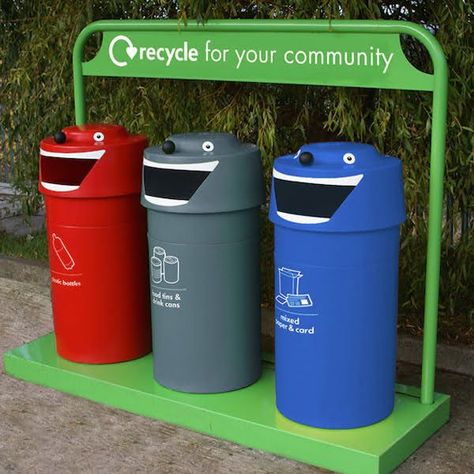 Reuse Crafts, Recycling Station, Litter Bin, Warehouse Design, Pallet Shelves, Urban Furniture, Garbage Bin, Street Furniture, Trash Bag