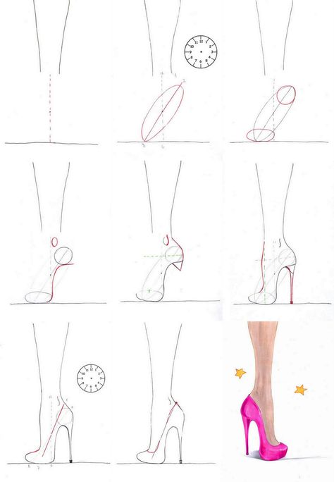 Drawing High Heels, Fashion Illustration Tutorial, Fashion Figure Drawing, Fashion Illustrations Techniques, Fashion Drawing Sketches, Fashion Drawing Tutorial, Illustration Techniques, Fashion Drawings, 얼굴 그리기