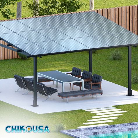 Elevate your poolside experience with CHIKOUSA's Solar Gazebo! Our innovative design not only provides shade and style but also harnesses solar power to keep your outdoor space eco-friendly and energy-efficient.  Transform your pool area into a sustainable retreat. Discover how CHIKOUSA's Solar Gazebo can add both beauty and functionality to your home.    solarcarportsandgazebos.com/   #solarcarport #solargazebo #CHIKOUSA #GoSolar #SolarEnergy #SustainableLiving #GreenEnergy #SolarSolutions #HomeSolar Solar Gazebo, Residential Solar, Solar Car, Solar Solutions, Green Energy, Pool Area, Solar Energy, Sustainable Living, Innovative Design