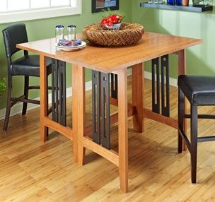 Folding Table - A compact table that doubles in size with next to no effort. Folding Table Design, Pub Style Table, Woodsmith Plans, Bench And Table, Farmhouse Table With Bench, Table With Bench, Woodworking Tools For Sale, Used Woodworking Tools, Farmhouse Dining Room Table