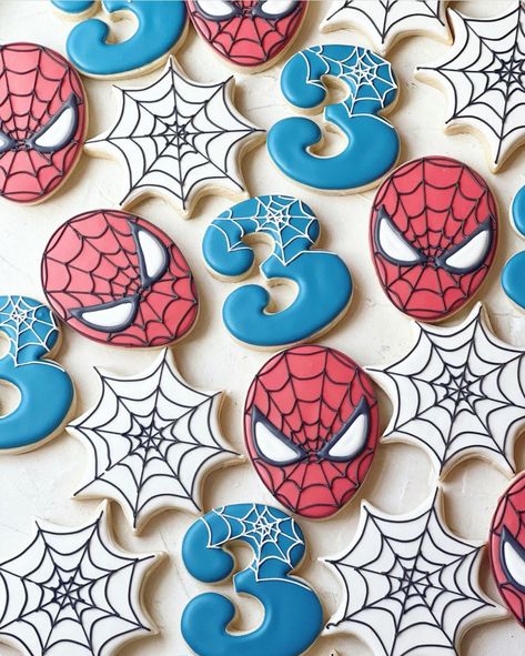 3rd Bday Spiderman, Spider Man 2 Birthday, Marvel Birthday Cupcakes, Three Year Old Spiderman Birthday, Third Birthday Spiderman, Spider-man Fourth Birthday, Aesthetic Spiderman Birthday, Spiderman 3rd Birthday Party Decorations, Spidey Second Birthday