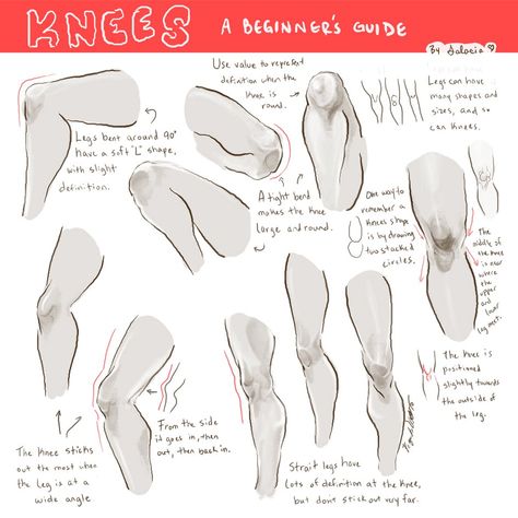 EtheringtonBrothers on Twitter: "Our first feature artist/reference for #LEARNUARY today is this GREAT page of KNEE NOTES by the talented @SalaciaPaints! Lots of interesting thoughts here on the POSITION and CHANGING SHAPE of this often overlooked joint! #gamedev #characterdesign #concetart #comciart #anatomy… https://t.co/mi8ZYUMaI9" Drawing Legs, Anatomy Tutorial, Have Inspiration, Anatomy Drawing, Body Drawing, Anatomy Reference, Anatomy Art, Art Studies, Drawing Poses