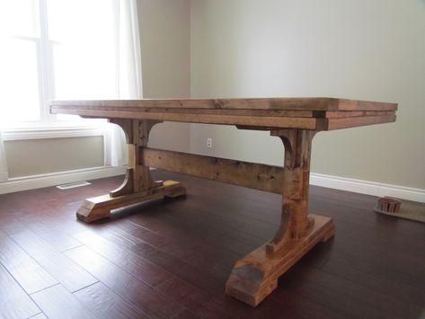 Farmhouse Pedestal Table, Diy Farm Table, Farmhouse Table Legs, Farmhouse Table With Bench, Farmhouse Table Plans, Trestle Tables, Double Pedestal Dining Table, Pedestal Table Base, Diy Farmhouse Table