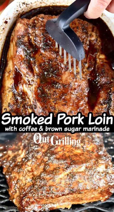 Pork Loin Grilled, Pork Loun, Grilled Pork Loin Recipes, Smoked Pork Loin Roast, Pork Loin Marinade, Marinated Pork Loin, Smoked Pork Loin Recipes, Grilled Pork Steaks, Grilling Recipes Pork