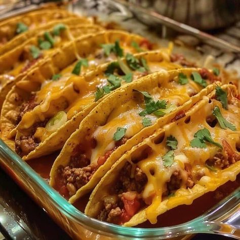 Oven Baked Tacos Make Ahead Taco Meat, Bake Tacos In Oven, Baked Tacos Corn Tortillas, Oven Baked Tacos Ground Beef, Oven Tacos Baked, Sheet Pan Tacos, Quick Supper, Oven Baked Tacos, Oven Tacos