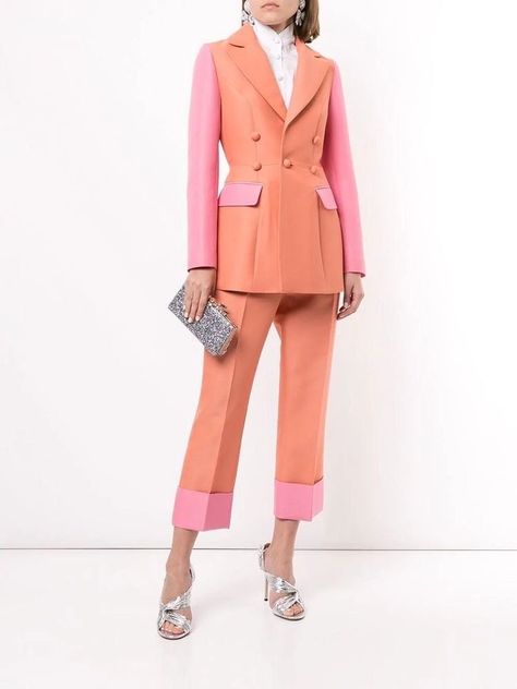 Dice Kayek, Pant Design, Prom Suit, Clothing Business, Color Block Jacket, Dressy Pants, Ootd Ideas, Prom Suits, Pink Suit