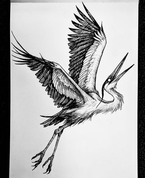 Albert Cuyp Market, Heron Tattoo, Simple Line Tattoo, Crane Tattoo, Heron Art, Skeleton Tattoos, Ice Skater, Pen Art Drawings, Herons