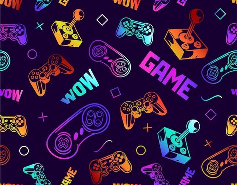 Vector game seamless pattern | Premium Vector #Freepik #vector #seamless #wallpaper #vector #abstract-seamless Video Juegos Aesthetic, Video Games Aesthetic, Game Maker Studio, Games Background, Video Game Pattern, Background Game, Gamer Aesthetic, Emoji Patterns, Pattern Game