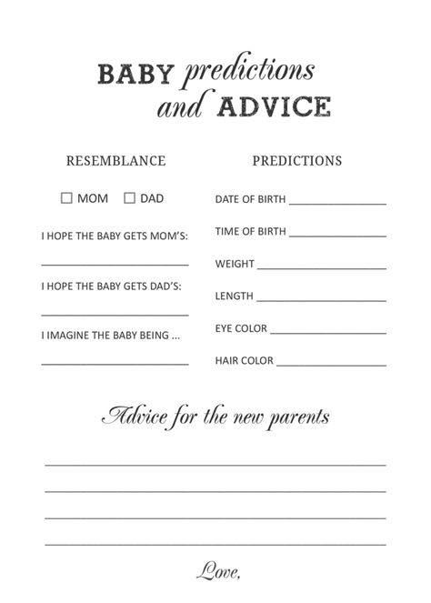 Free Printable Baby Prediction and Advice Cards | Baby Shower Games Classy Gender Reveal Ideas, Baby Predictions Printable, Baby Shower Prediction Cards, Baby Prediction Cards, Baby Shower Advice Cards, Baby Shower Game Cards, Baby Shower Advice, Celebrity Baby Names, Free Baby Shower