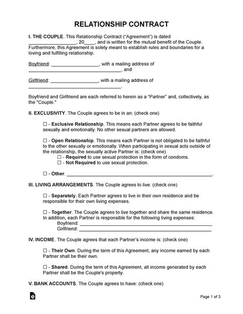 Relationship-Contract - RELATIONSHIP CONTRACT I. THE COUPLE. This Relationship Contract - Studocu Relationship Contract Agreement, Relationship Agreement Contract, Girlfriend Contract, Relationship Contract Template, Relationship Contract Dating, Contract Relationship, Relationship Agreement, Dating Contract, Boyfriend Application