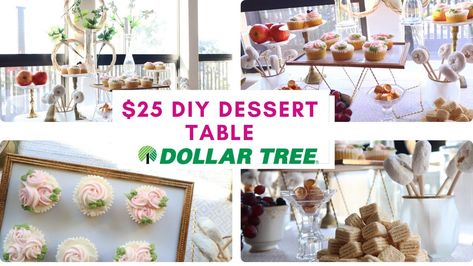 Dollar Tree DIY Dessert Table $25 | Luxury on a Budget - YouTube Dollar Tree Dessert Table, Soul Food Brunch, Wedding Cupcake Table, Diy Dessert Stand, Tree Dessert, Diy Dessert Table, Hawaiian Baby Shower, Budget Desserts, Tropical Party Ideas