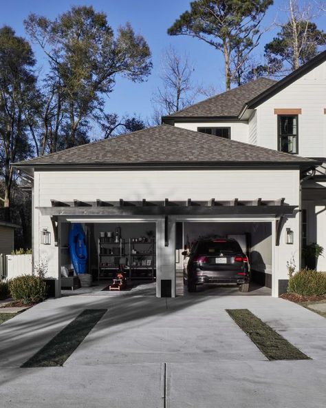 Smart Details Hgtv Smart Home 2022, Rustic Bookshelves, Pool Pergola, Garage Pictures, Pergola Pictures, Wilmington North Carolina, Garage House, Farmhouse Style House, Rustic White