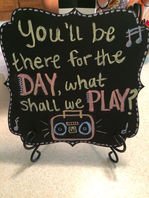 Song request chalk board for engagement parties and bridal showers! #wedding Lover Themed Engagement Party, Brunch Themed Engagement Party, Engagement Party Activity Ideas, Engagement Party Ideas Games, Funny Bridal Shower Themes, Engagement Party Game Ideas, March Engagement Party, Wedding Shower Games Funny, Engagement Theme Ideas