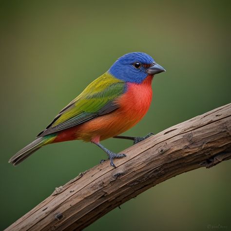 Perfect shot😍 The Painted Bunting The Painted Bunting (Passerina ciris) is a dazzling avian marvel found in North America. Renowned for its vibrant plumage, the male boasts an extraordinary spectrum of colors, showcasing green, blue, red, and yellow hues. Surprisingly, these vivid tones are not due to pigments but rather structural coloration. These birds exhibit remarkable site fidelity, returning annually to breeding grounds primarily in the southern United States, including Texas, Florida... Painted Bunting Watercolor, Painted Bunting Bird, Bird Makeup, Bunting Bird, Southern United States, Painted Bunting, Yellow Hues, Bird Photos, Colorful Bird