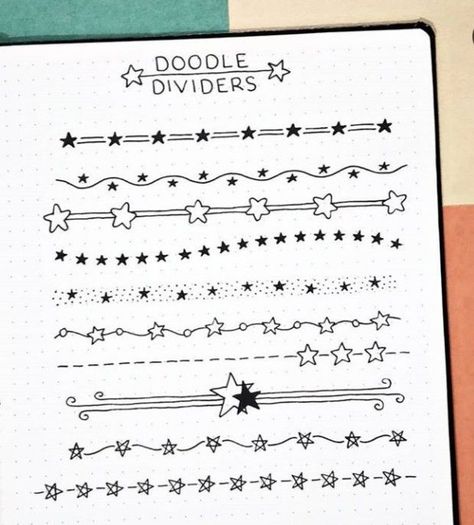 Doodle Dividers, Bullet Journal Dividers, Text Dividers, Doodle Borders, Bullet Journal Ideas Templates, Bulletin Journal Ideas, Bullet Journal Diy, Bullet Journal Notebook, Bullet Journal Design Ideas