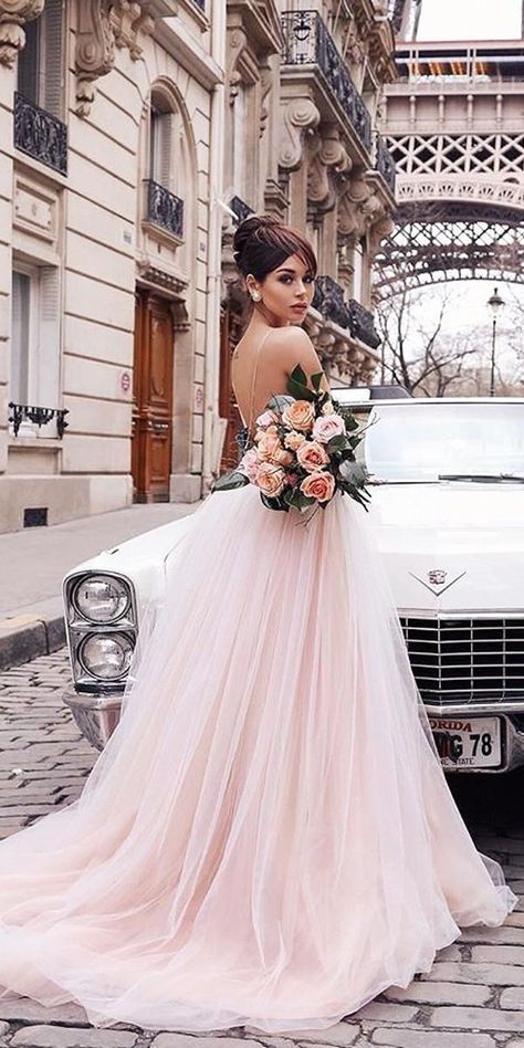 Blush pink wedding dress