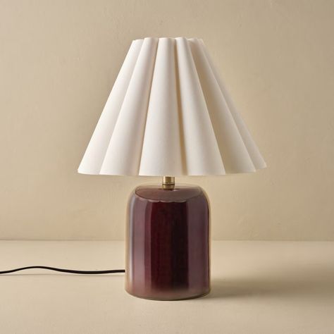 Farrah Table Lamp - Deep Burgundy - Magnolia Scalloped Table Lamp, Fun Table Lamp, Mini Table Lamp, Maroon Lamp, October Bedroom, Lantern House, Loft Apartment Decorating, Funky Lamps, Night Table Lamps