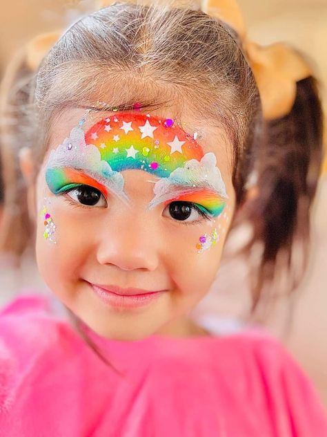 Rainbow Princess Face Paint, Rainbow Face Paint Easy, Face Painting Rainbow, Zombie Face Makeup, Face Paint Party, Easy Face Painting Designs, Rainbow Face Paint, Princess Face Painting, Face Painting Tips