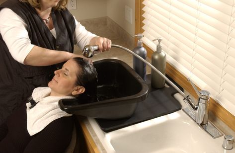 JK Innovative Designs, Inc. introduces portable shampoo bowls for home and assisted living facilities nationwide. Our products are low maintenance and they are easy to set-up as they can fit into any standard sink. If you are interested to learn more about our bowls, visit our website today! Hair Washing Station Home, Home Hair Washing Station, Salon Sink Station Ideas, Mini Salon Ideas, Dresser Sink, Hair Washing Sink, Portable Shampoo Bowl, Hair Wash Station, Salon Sink