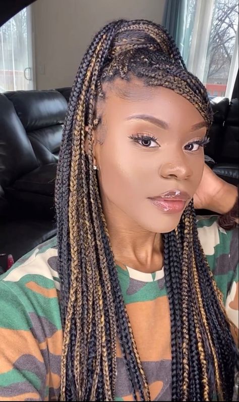 #braids #boxbraids #blackgirlshairstyles #blackgirlmagic #darkskin #blackgirlmakeup Trendy Braids Hairstyles, Braids Two, Brown Box Braids, Braids Hairstyles For Black Women, Christmas Scrunchies, Trendy Braids, Colored Box Braids, Small Box Braids, Colored Braids