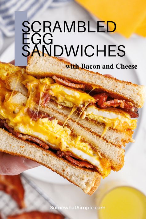 The scrambled egg sandwich is a classic breakfast delight that's as comforting as it is simple. Perfect for a crazy, or LAZY morning! via @somewhatsimple Scrambled Egg Toast, Scrambled Egg Sandwich, Best Scrambled Eggs, Egg Sandwich, Scrambled Egg, Roast Beef Recipes, Breakfast Bites, Lazy Morning, Classic Breakfast