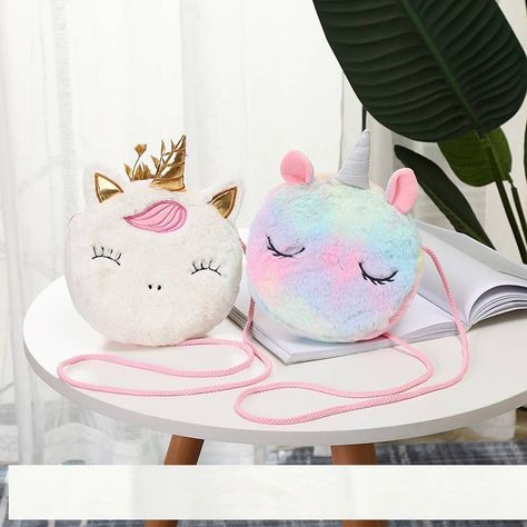 Fuzzy Unicorn Purse – Happy Kids Co Cute Messenger Bags, Girls Messenger Bag, Unicorn Bag, Shoulder Bags Pattern, Cartoon Unicorn, Fur Bag, Unicorn Plush, Cute Princess, Coin Bag