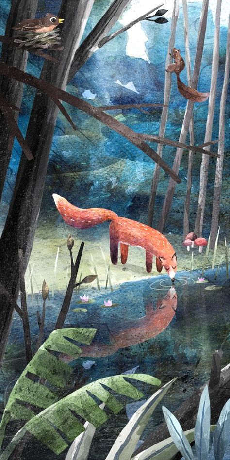 Fox In The Woods, Illustration Design Graphique, Art Fox, 동화 삽화, Fox Illustration, Illustration Ideas, Art Et Illustration, Fox Art, Art And Illustration