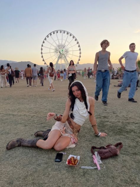 coachella fashion outfits festival outfits boho 2010 vanessa hudgens rave inspo renaissance pinterest aesthetic trendy trends concert hippy fairy renaissance outfit ideas candids backless hooded lace skirt brown boots moto boots miu miu desert princess diy bohemian free people anyhropology summer pose instagram pics Cool Girl Rave Outfits, Brown Rave Outfit, Boho Coachella Outfits, Hippie Rave Outfits, Coachella Shoes, Electric Forrest, Coachella Fashion Outfits, Coachella Pictures, Vanessa Hudgens Coachella