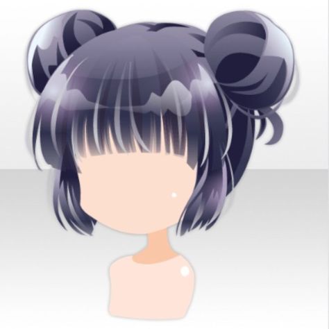 Hair In Bun, Two Buns Hairstyle, Black Hair Bun, Chibi Hair, Dark Blue Hair, Braided Bun Hairstyles, Girls With Black Hair, Bun Hairstyle, Messy Bun Hairstyles