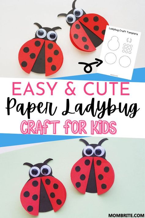 Paper Ladybug Craft, Ladybug Template, Ladybugs Preschool, Paper Ladybug, Ladybug Craft, April Crafts, Insect Crafts, Ladybug Crafts, Bug Crafts