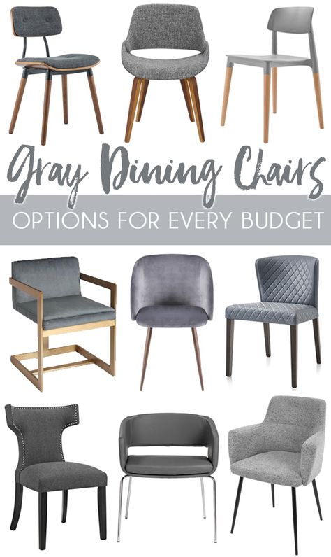 Modern gray dining chairs! Lots of options for stylish and affordable gray dining room chairs under $100, under $150, under $250, and under $350. 2023 Dining Room, Dining Room Lighting Over Table, Lighting Over Table, Grey Dining Chairs Modern, Grey Dining Room Chairs, Lighting 2023, Chandeliers Dining Room, Dining Chairs Diy, Dining Room Light