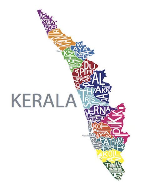 Typographic Map of Kerala India | Etsy Kerala Map, Indian Map, Personalized Map Art, My Best Friend's Birthday, Kerala India, Personalized Map, State Map, Custom Map, Map Poster