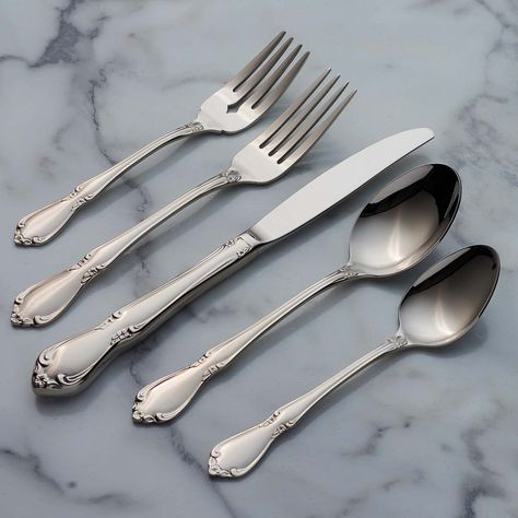 Chateau Oneida Flatware, Modern Flatware, Flatware Sets, Elegant Mirrors, Stainless Steel Dishwasher, Dinner Themes, Kitchen Dinnerware, Detailed Jewelry, Dinner Fork