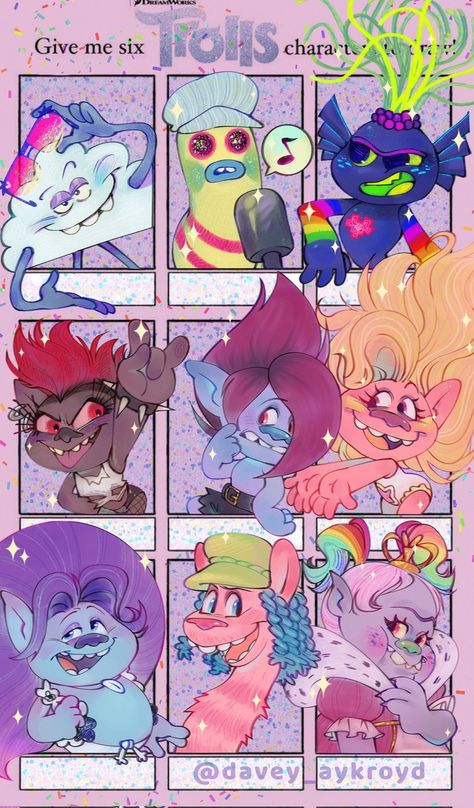 Artist: davey_aykroyd Erma Comic, Troll Party, Trolls Movie, Dreamworks Trolls, Cartoon Sketches, My Little Pony Drawing, My Little Pony Pictures, Pretty Drawings, Super Cute Animals