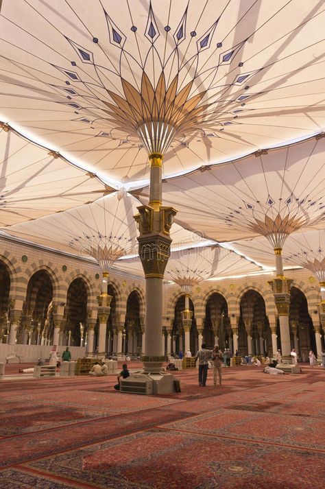 Interior of Masjid (mosque) Al Nabawi in Medina. AL MADINAH, SAUDI ARABIA-FEB. 1 , #sponsored, #Medina, #Nabawi, #MADINAH, #AL, #Masjid #ad Masjid Al Nabawi, Masjid Haram, Medina Saudi Arabia, Mecca Madinah, Al Masjid An Nabawi, Mecca Masjid, Mecca Kaaba, Medina Mosque, Mosque Design