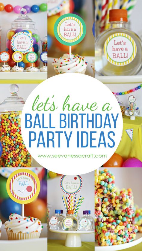 Party: Let's Have a Ball Party with Step2 - See Vanessa Craft Have A Ball Birthday Party, Ball Themed Birthday Party, Formal Decorations, Birthday Resolutions, Ball Theme Birthday, Ball Theme Party, Bounce House Birthday Party, Ball Birthday Party, Bounce House Birthday