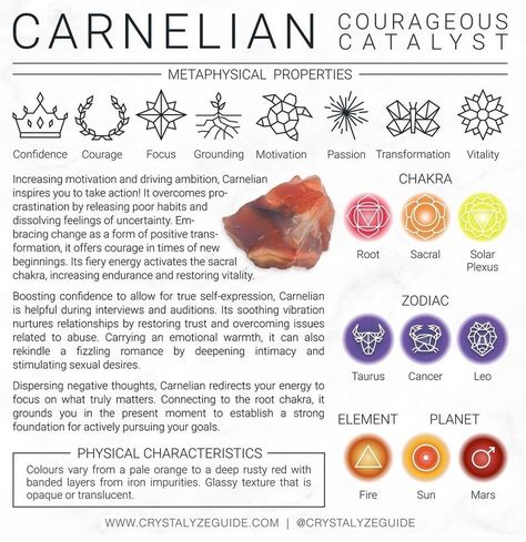 Crystal Healing Chart, Nature Witch, Energy Healing Spirituality, Magical Life, Pagan Witch, Crystals Healing Properties, Spiritual Crystals, Gemstone Meanings, Orange Crystals