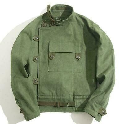 Stand Collar Coat, Motorcycle Men, Motorcycle Jacket Mens, Retro Jacket, Army Green Jacket, Green Retro, Mens Workwear, Safari Style, Denim Cotton