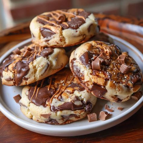 Gooey Reese’s Cheesecake Cookies Reese’s Pieces Cheesecake Cookies, Reeses Cheesecake Cookies, Reece Cookies, Gooey Reese's Cheesecake Cookies, Gooey Reese’s Cheesecake Cookies, Reese’s Cookies, Deep Dish Cookies, Reese Cookies, Reese Cheesecake