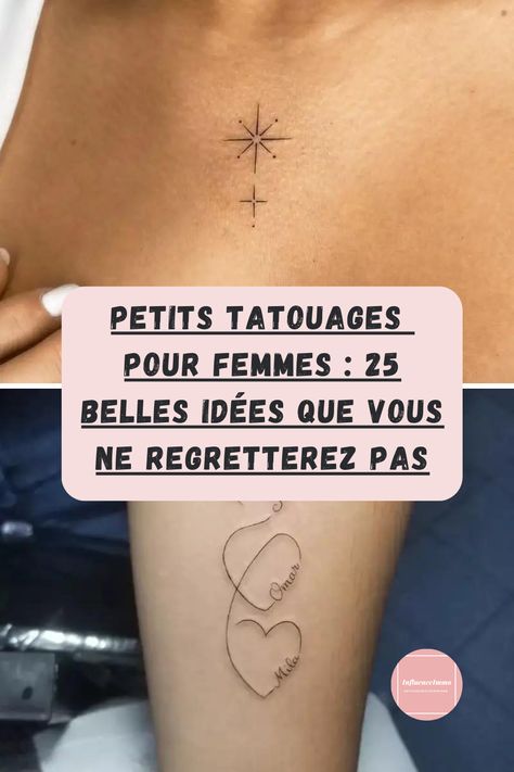 Des modèles discrets que vous pouvez porter sur n'importe quelle partie du corps presque comme un trésor et les montrer à qui vous voulez. Inspirez-vous de ces petits tatouages ​​pour femmes pour la vôtre.  Vous envisagez également de vous faire tatouer discrètement , mais vous n'êtes toujours pas sûr du design ? Tattoo Sur Les Cotes, Tattoo Entre Sein, Petit Tattoo, 3d Tattoos, Up Tattoos, Cover Up Tattoos, Back Tattoo, Tattoos, Design