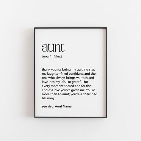 Aunt Poem, Auntie Quotes, Aunt Birthday Gift, Definition Quotes, Gifts For Aunt, Auntie Gifts, Birthday Letters, Scandi Design, Gift Art