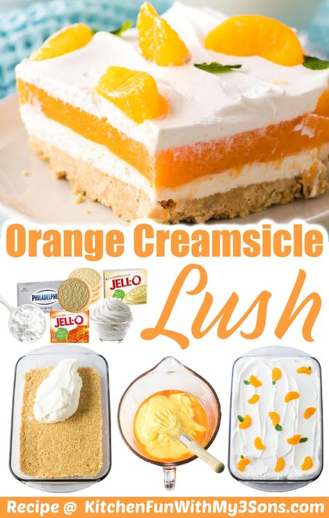 Jello Treats, Orange Recipes Dessert, Lush Dessert, Lush Recipes, Orange Dessert, Golden Oreo, Peach Dessert Recipes, Orange Baking, Bread Puddings