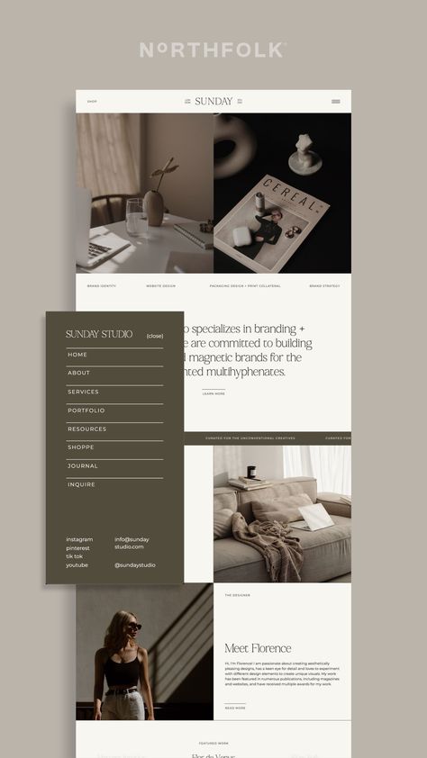 Sunday is a minimal and elegant Showit website template that's perfect for creative professionals, bloggers, and small businesses. With its clean design and modern features, Sunday will help you create a stunning online presence that's sure to impress your #Minimal_Editorial #Elegant_Website_Design #Elegant_Website #Website_Setup Interior Designer Website Design, Minimal Editorial, Creative Website Design Inspiration, Interior Design Website Templates, Elegant Website Design, Photography Website Templates, Luxury Website, Website Setup, Wix Website Design