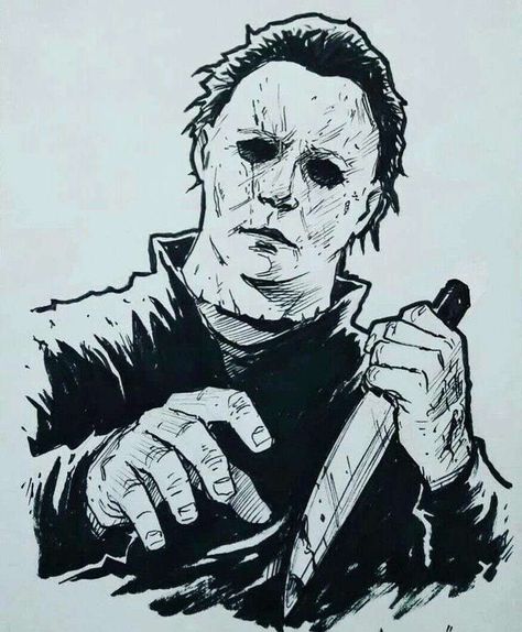 Michael Myers Drawing, Michael Myers Tattoo, Michael Meyers Halloween, Michael Myers Art, Horror Movie Tattoos, Scary Drawings, Horror Drawing, Movie Tattoos, Scary Tattoos